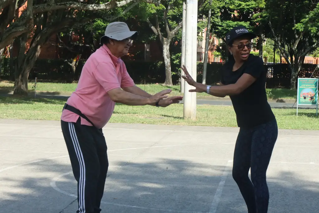 Clase de tai chi en el parque